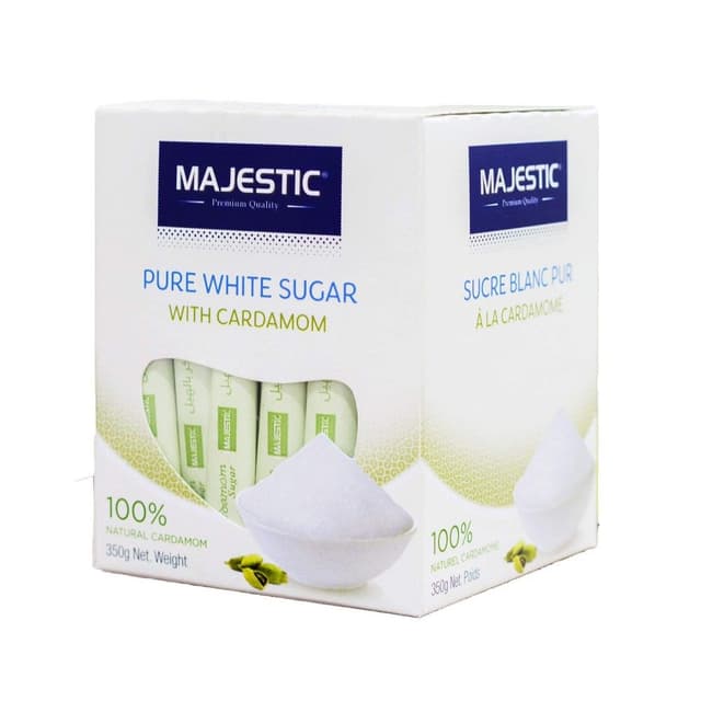 Majestic Pure White Sugar with Cardamom Sticks , 350g