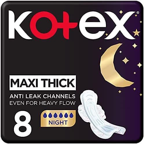 Kotex Maxi Night Thick Pads, 8 Pieces