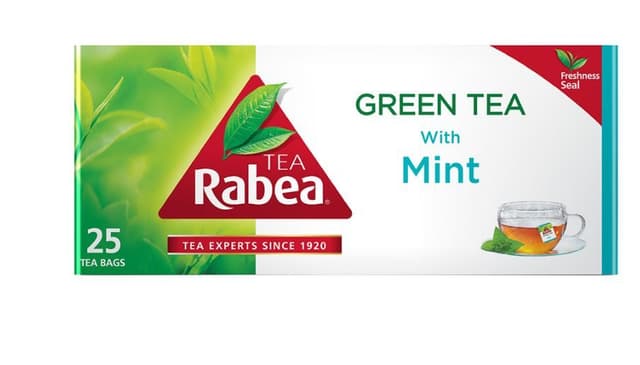 Rabea Green Tea with Mint Teabags, 25x1.8g