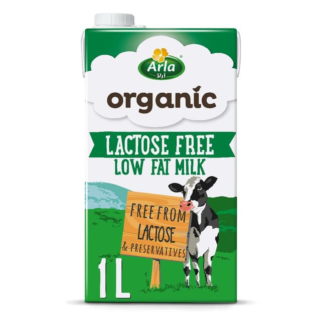 Arla Low Fat Lactose Free Organic Cow Milk, 1L