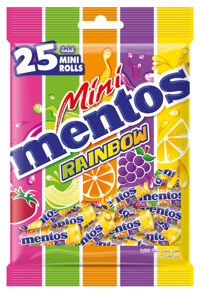 Mentos Rainbow Mini Rolls Bag 25 Count, 120g