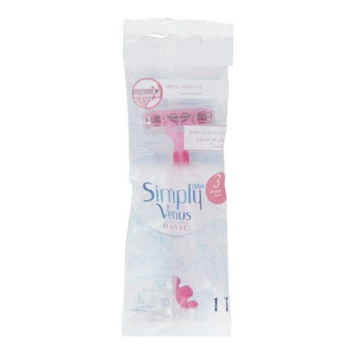 Gillette Simply Venus Pink 3 Blade Disposable Women Razors, 1 Piece
