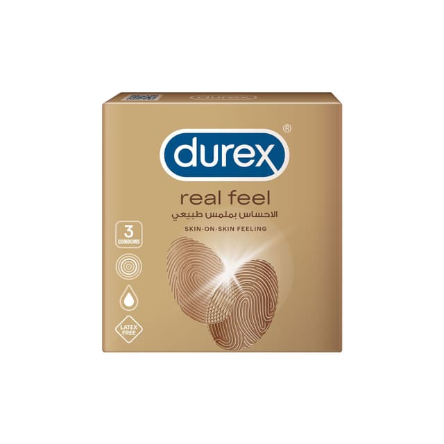Durex Real Feel Condoms for Men Skin-on-Skin Feeling Pack of 3