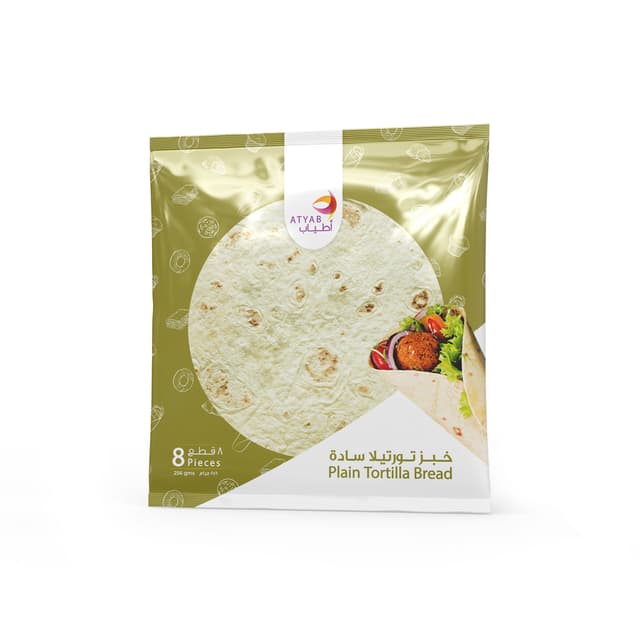 Atyab Plain Tortilla Bread, 8 Pieces, 256g