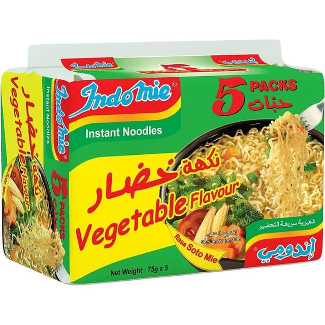 Indomie Instant Noodles Vegetable Flavor, 5x75g