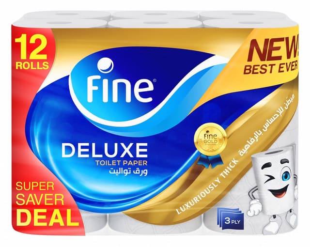 Fine Toilet Tissue Deluxe 140 Sheets 3 Plies - 12 Rolls