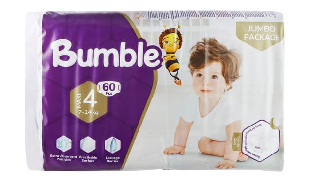 Bumble Maxi Diapers Jumbo Pack, 7-14kg, 60 Pieces