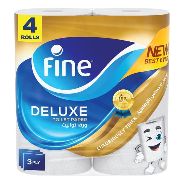 Fine Deluxe 3 Ply Toilet Papers, 4x140 Sheets