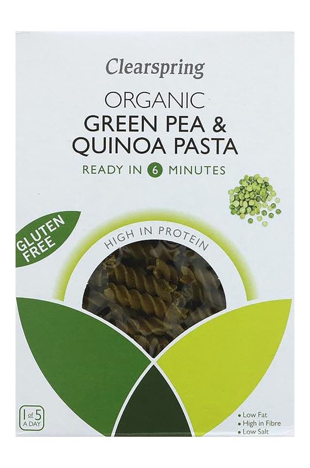 Clearspring Organic Low Fat Green Pea & Quinoa Pasta - gluten free, 250g