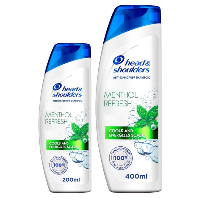 Head & Shoulders Menthol Refresh Anti-Dandruff Shampoo for Itchy Scalp, 400ml + 200ml