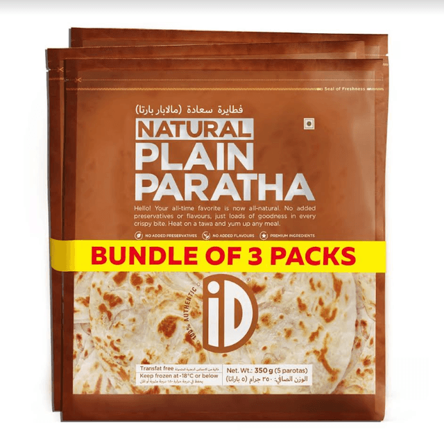 ID Natural Frozen Plain Paratha Bundle, 3x350g