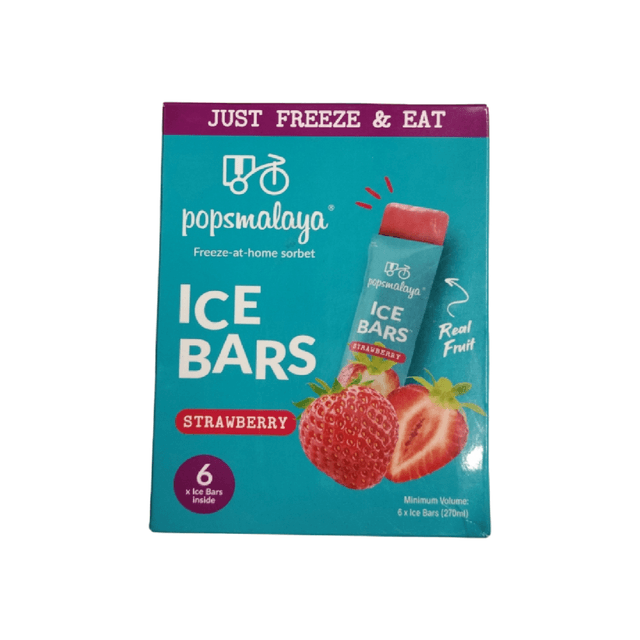 Popsmalaya Strawberry Flavor Ice Bars, 6 Bars, 270ml