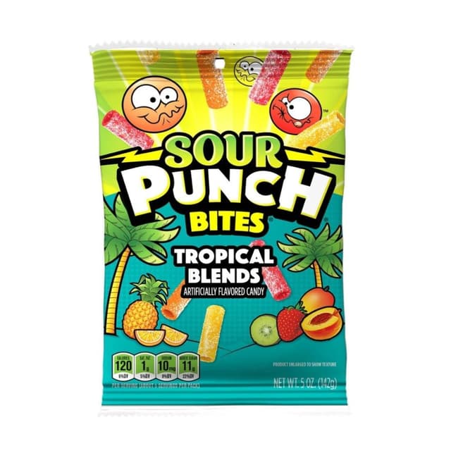 Sour Punch Bites Tropical Flavor Chewy Candy, 142g