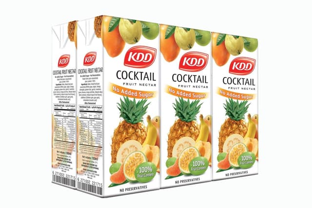 KDD Fruit Cocktail 100% Juice, No Added Sugar, 6x180ml