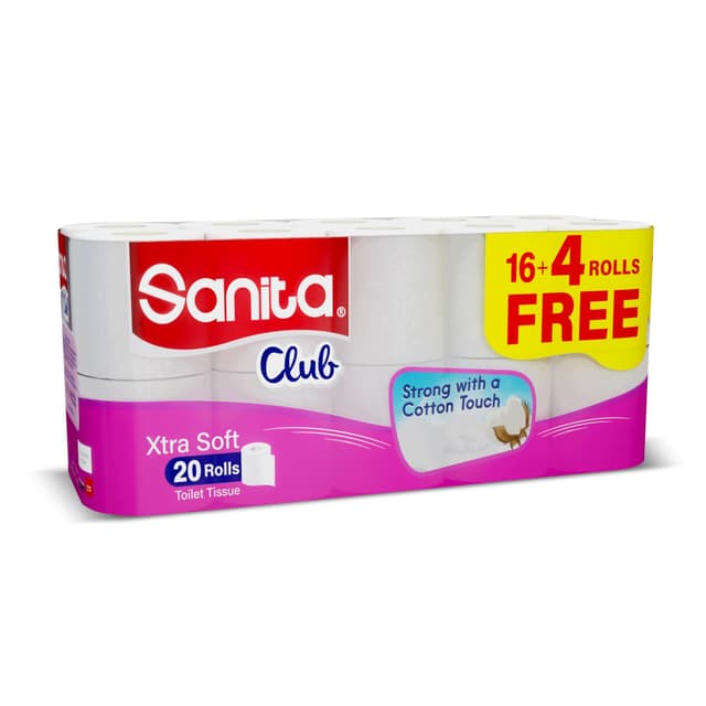 Sanita Club 2Ply Toilet Tissues, 200 Sheets, 16+4 Pieces