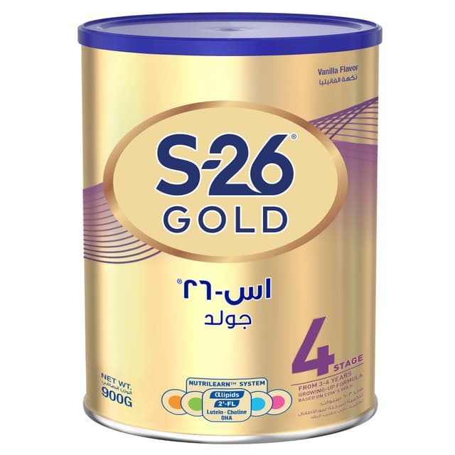 S-26 Gold Growing Up Milk Formula Vanilla Flavor with Lipids & DHA Stage 4 (3-6 Years), 900g