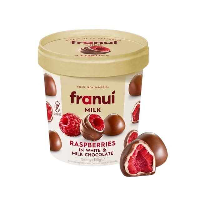 Franui Frozen Raspberries in White & Milk Chocolate, 150g