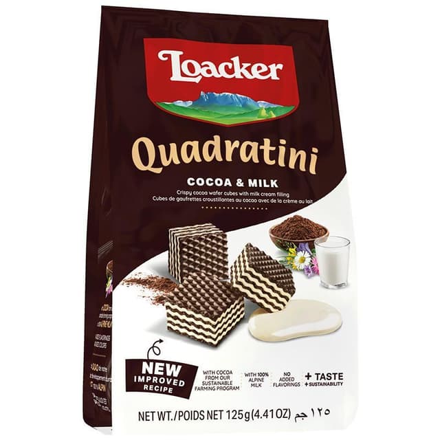 Loacker Quadratini Cocoa and Milk Wafer