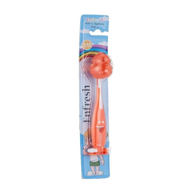 Enfresh Kid's Special Orange Color Soft Toothbrush with Cap 2-12 Years, 1 Piece
