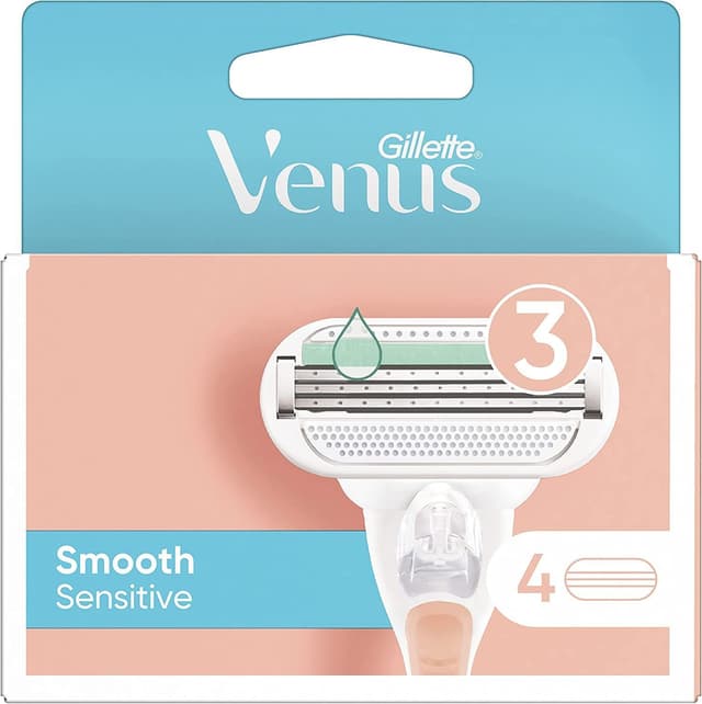 Gillette Venus Smooth Sensitive Women's Razor Blade Refills, 4 Pieces