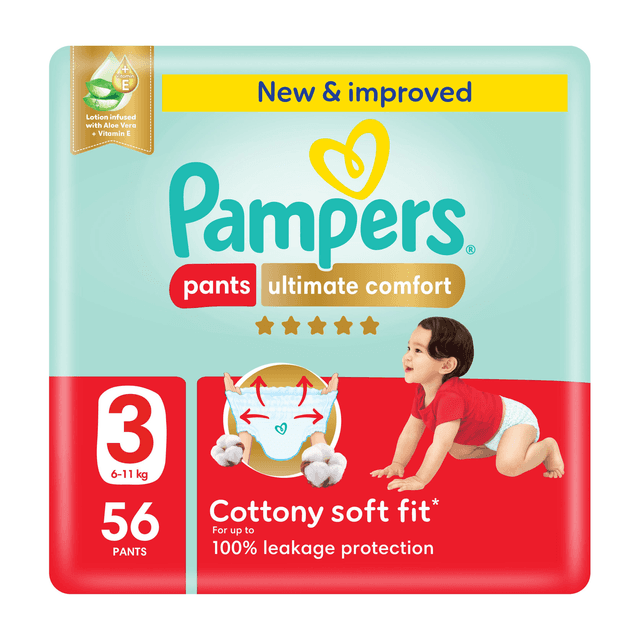 Pampers Premium Care Pants Diapers, Size 3, 6-11kg, 56 Pieces