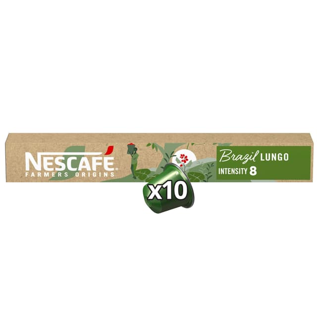 Nescafe Farmers Origins Brazil Coffee Intensity 8 Tube Capsules, 10 Capsules, 44g