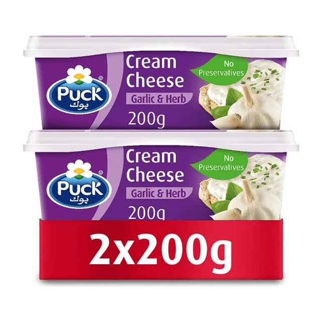 Puck Garlic & Herb Cream Cheese Tub, 2x200g