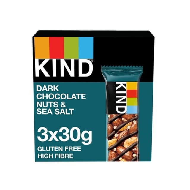 Be-Kind Dark Chocolate Nuts & Sea Salt Bars, 3x30g