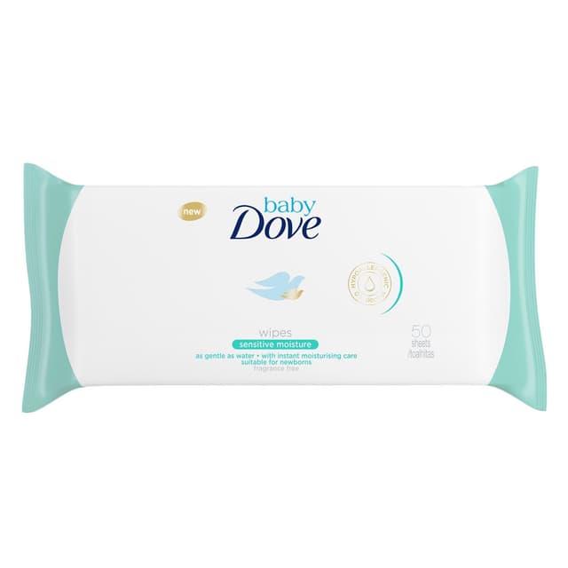 Dove Fragrance Free Moisturizing Baby Wipes, 50 Pieces