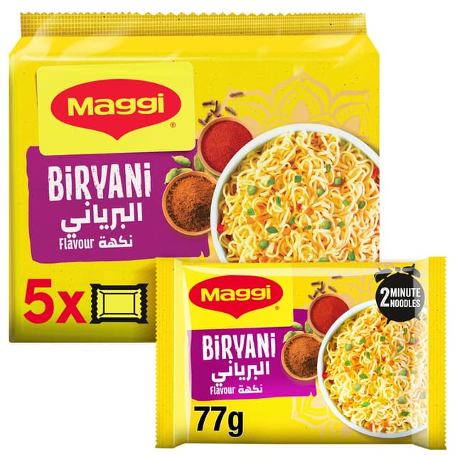 Maggi 2-Minutes Biryani Flavor Noodles, 5x77g