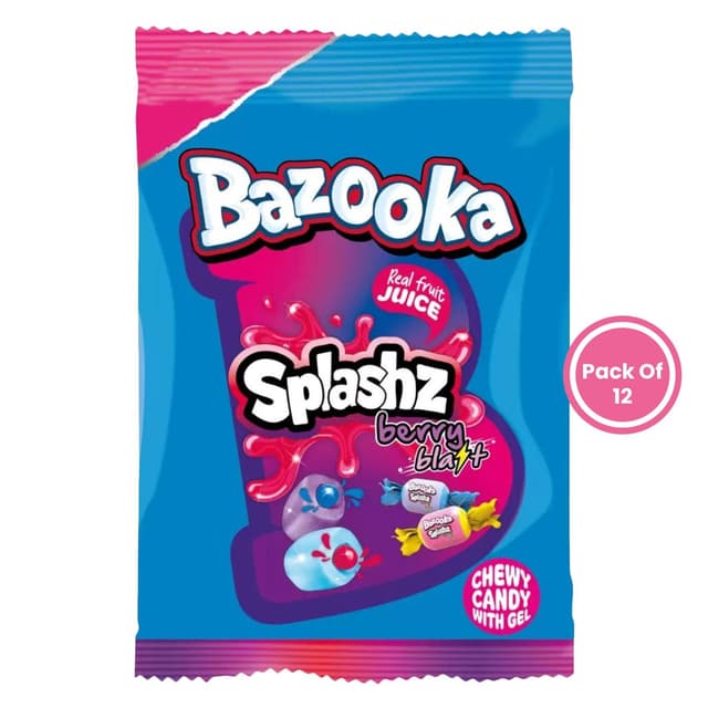 Bazooka Splashz Berry Candy Bag, 12x120g