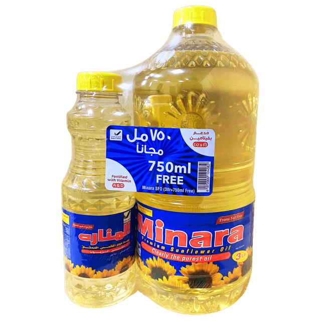 مينارا زيت دوار الشمس 2x3لتر +1.5لتر دائري مجاني
