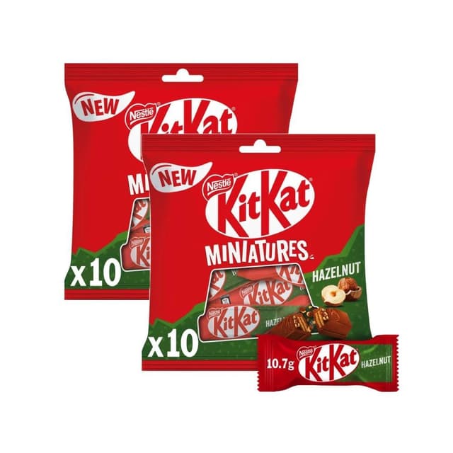 KitKat Minis 2 Fingers Hazelnut Chocolate Bag, 2x107g