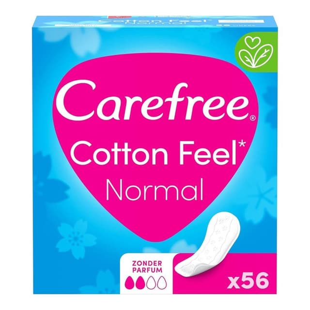 Carefree Cotton Feel Normal Unscented Medium Panty Liners, 56 Pieces
