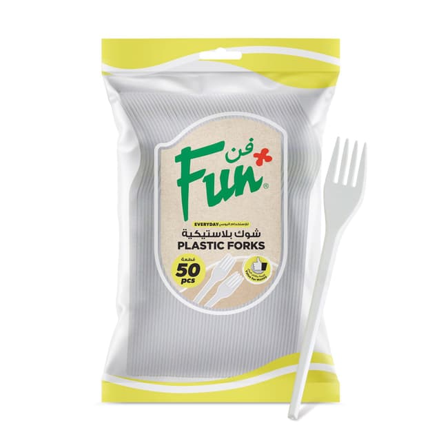 Fun Everyday Disposable Plastic Fork Set 6.5 inch White Pack of 50