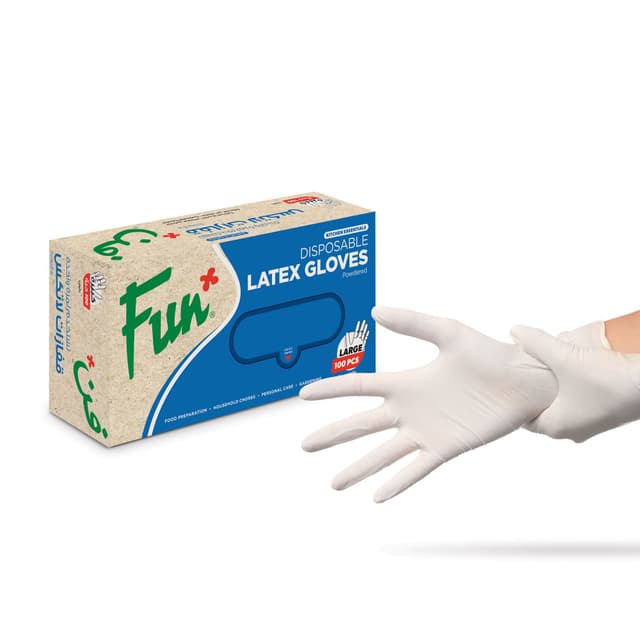 Fun Large Latex Gloves with Powder, 100 Pieces