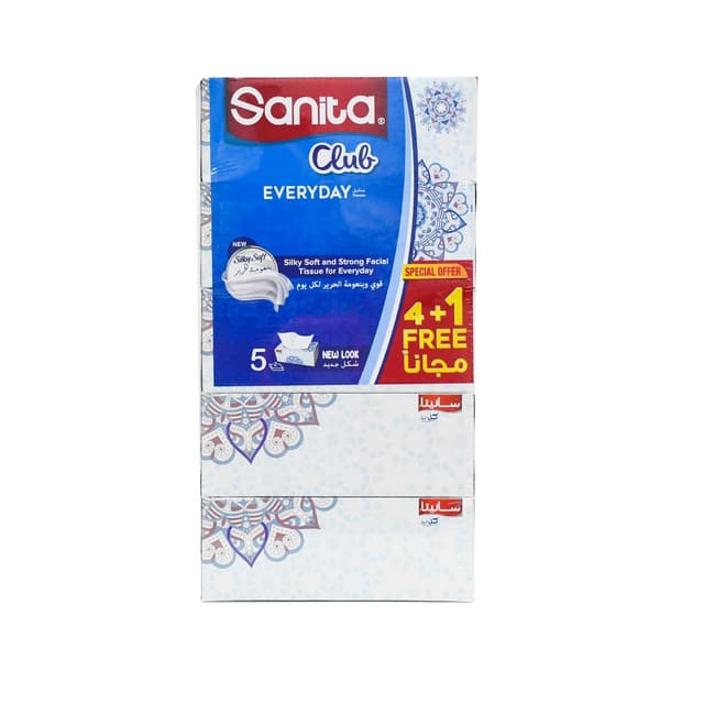 Sanita Club Silky Soft Facial Tissues, 5x170 Sheets