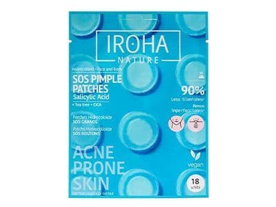 Iroha Nature SOS Pimples Patches for Acne Prone Skin, Hypoallergenic Vegan, 18 Units