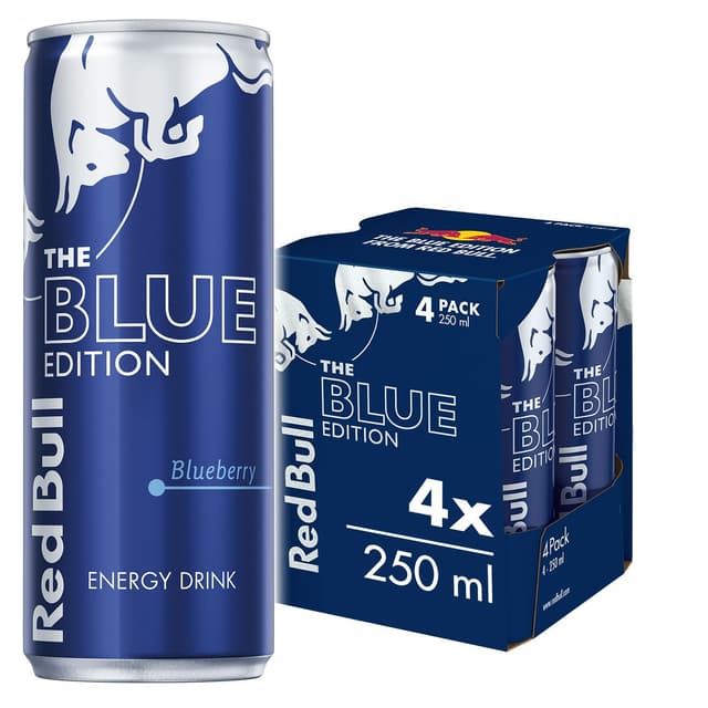 ريد بول الإصدار الأزرق توت أزرق مشروب طاقة، 4x250ml