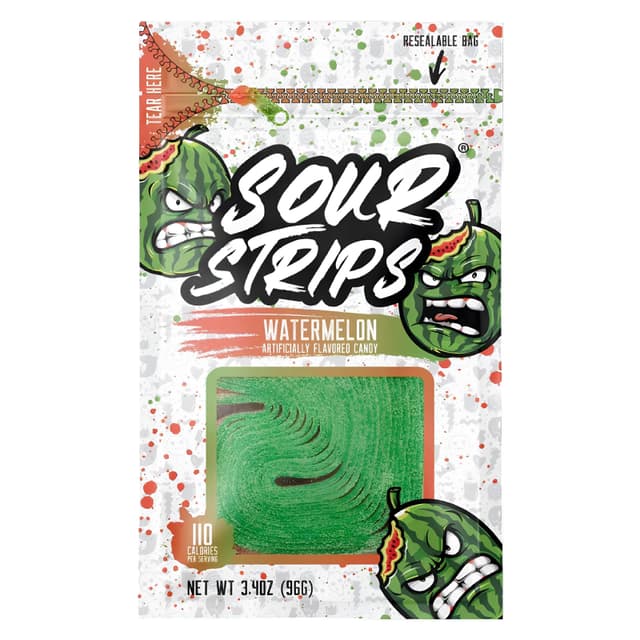 Sour Strips Watermelon Sour Candy Strips, 96g
