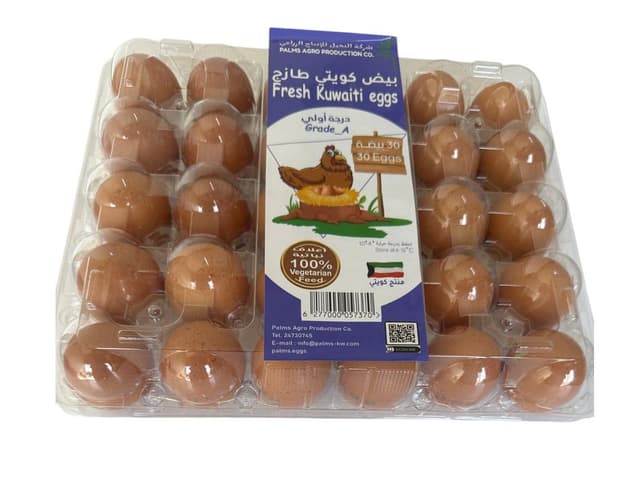 Palms Kuwaiti Brown Eggs, Size 60-70, 30 Pieces