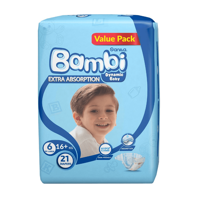 Sanita Bambi Baby Diapers Size 6 XXL (16+kg) 21 Pieces