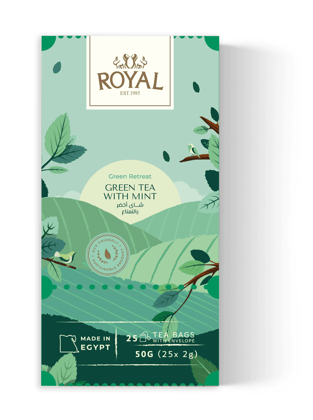 Royal Herbs Green Tea & Mint Tea Bags, 25 Tea Bags