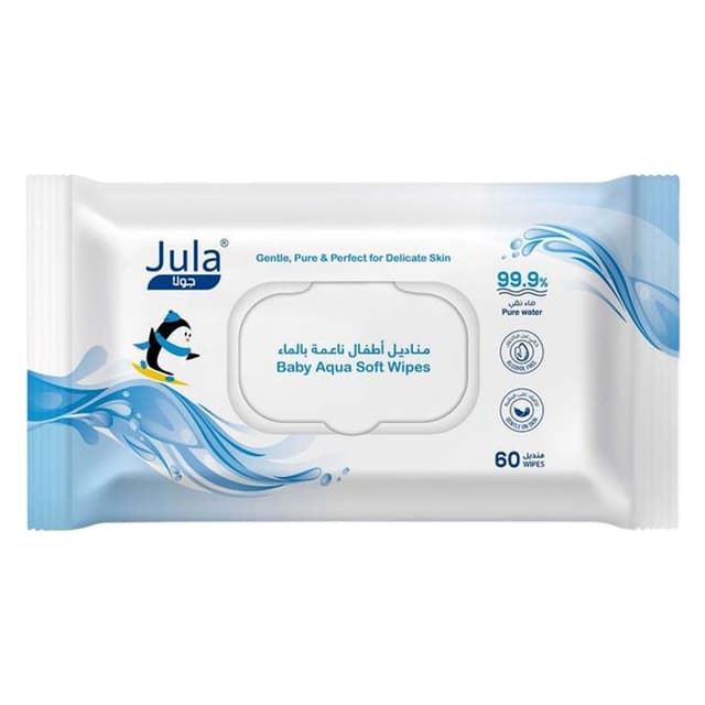 Jula Aqua Soft Gentle Skin Baby Wipes, 60 Pieces