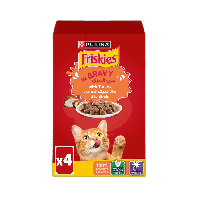 Purina Friskies In Gravy with Turkey Cat Food 4x85g