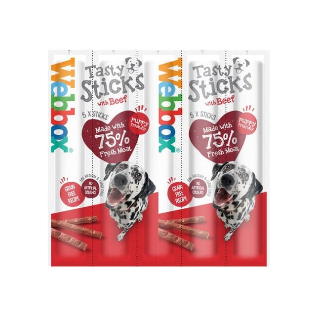 Webbox Tasty Sticks with Beef Dog Treats, 55g