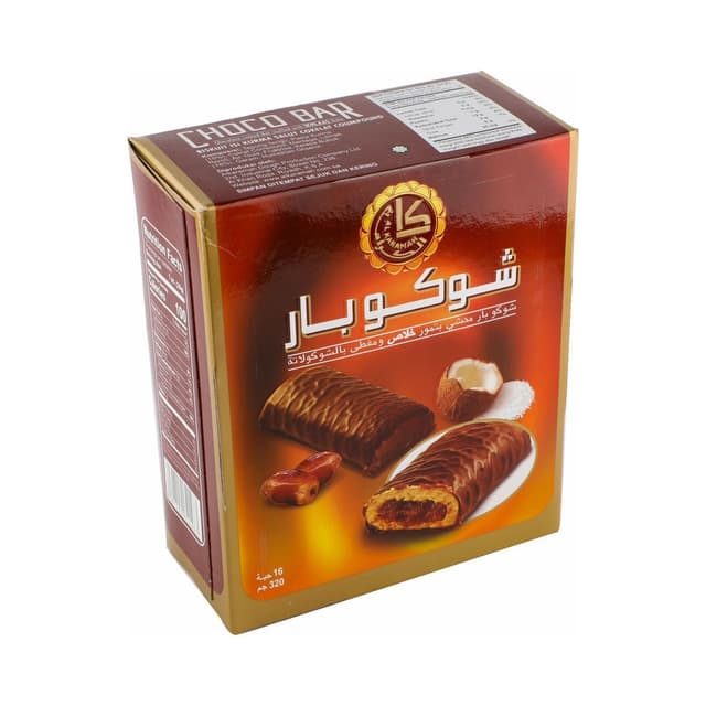 Alkaramah Chocolate Coated Date Maamoul Biscuit Bar 16 Pieces, 320g
