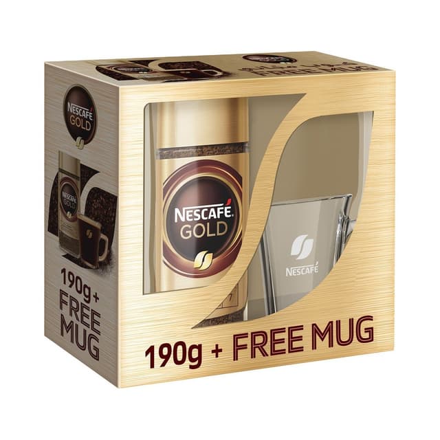 Nescafe Gold Instant Coffee, 190g + Free Mug