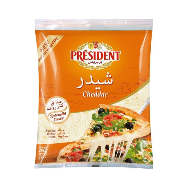President Natural Cheddar Shredded Cheese, 200g