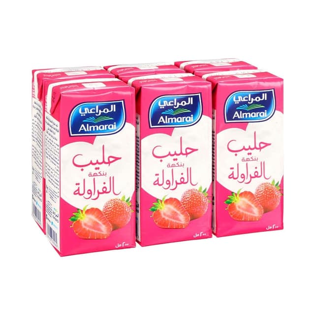 المراعي حليب فراولة بريميوم يو إتش تي، 6x200ml
